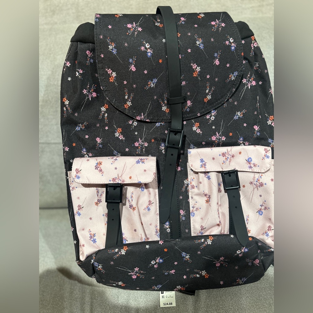 Brand New Floral Black and Pink Backpack
